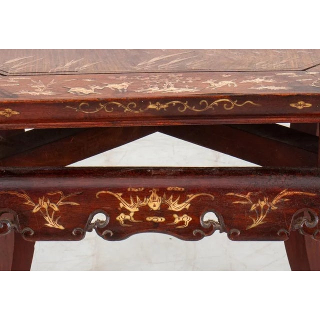 Chinese Inlaid Hardwood Side Table, 19th Century For Sale - Image 10 of 11