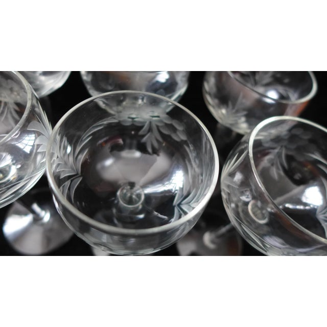Transparent 90's Etched Wine Liquor Glasses - Set of 6 For Sale - Image 8 of 11