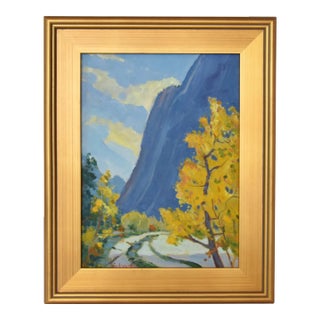 Silvio Silvestri, Listed Artists Mountain Landscape Oil Painting Including the Antiqued Gold Frame For Sale