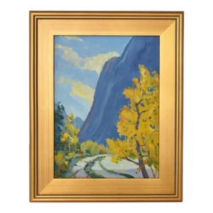 Silvio Silvestri, Listed Artists Mountain Landscape Oil Painting W/ Antiqued Gold Frame