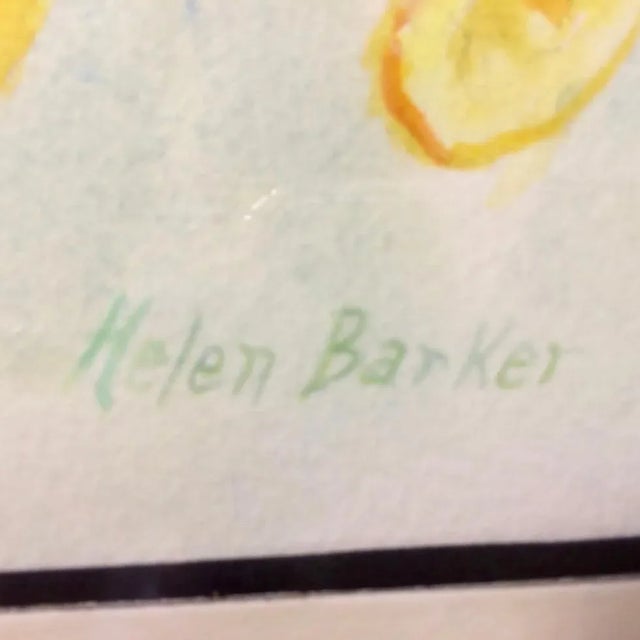 Vintage Framed California Artist Helen Barker Watercolor Painting For Sale - Image 4 of 7