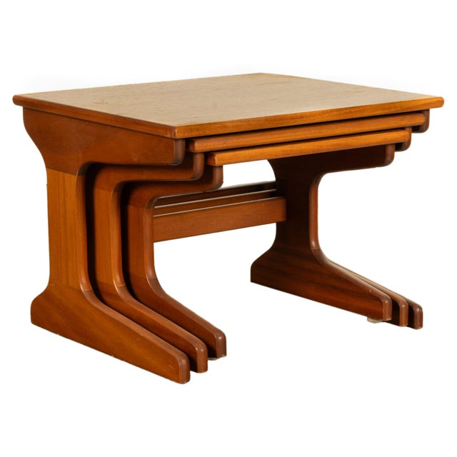 Mid-Century Modern Set of Three Danish Mid Century Modern Teak Nesting Side Coffee Tables 1960s For Sale - Image 3 of 16