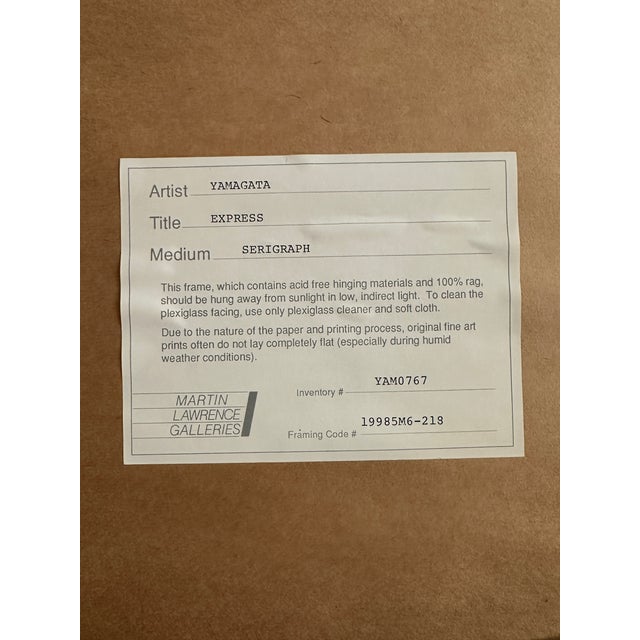 Hiro Yamagata Serigraph “Express" (1988) Rare City Scene Hand-Signed Limited Edition 239/295 Framed 32x46 For Sale - Image 9 of 9