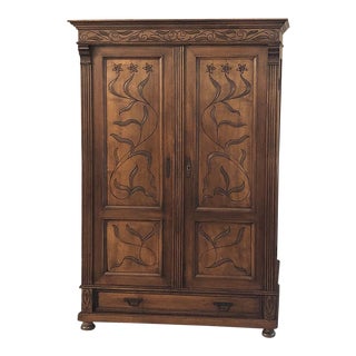 19th Century Austrian Art Nouveau Period Walnut Armoire For Sale