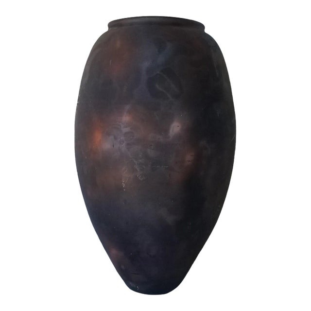 Large- Vintage Raku Art Pottery Vase For Sale