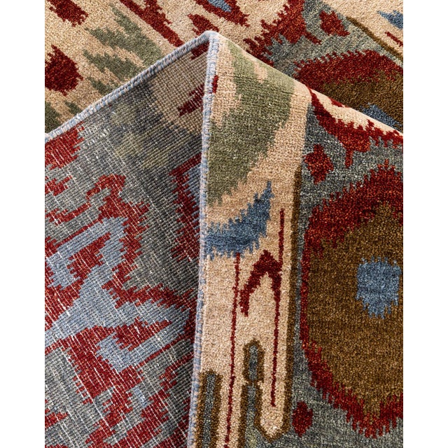 Ikat, One-of-a-Kind Hand-Knotted Area Rug - Gray, 9' 2" x 12' 3" For Sale In New York - Image 6 of 8