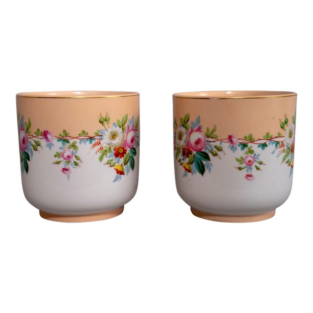 Mid 20th Century French Porcelain Pots - a Pair For Sale