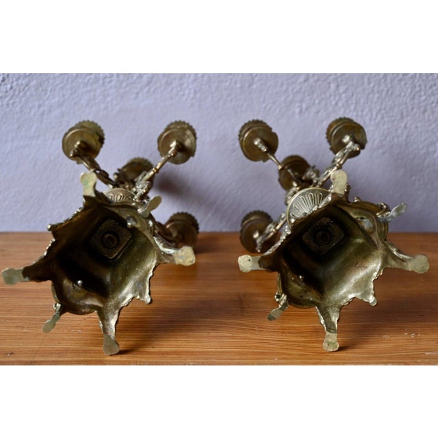 Napoleon III Baroque Brass Candlesticks, 1890s, Set of 2 For Sale - Image 12 of 13