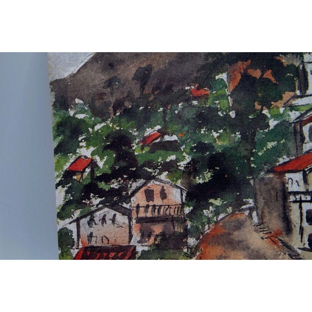 Mid 20th Century Vintage Signed European Mountain Village Landscape Watercolor Painting by Louis Redstone For Sale - Image 5 of 10