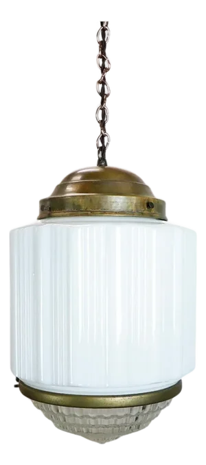 1930s Art Deco Milk Glass Pendant Light #2