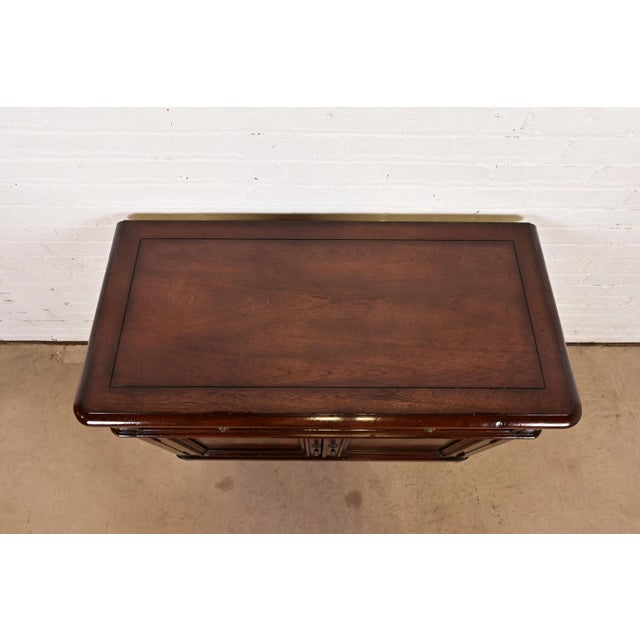 Baker Furniture French Regency Louis XVI Carved Walnut Buffet Server or Bar Cabinet For Sale - Image 10 of 17