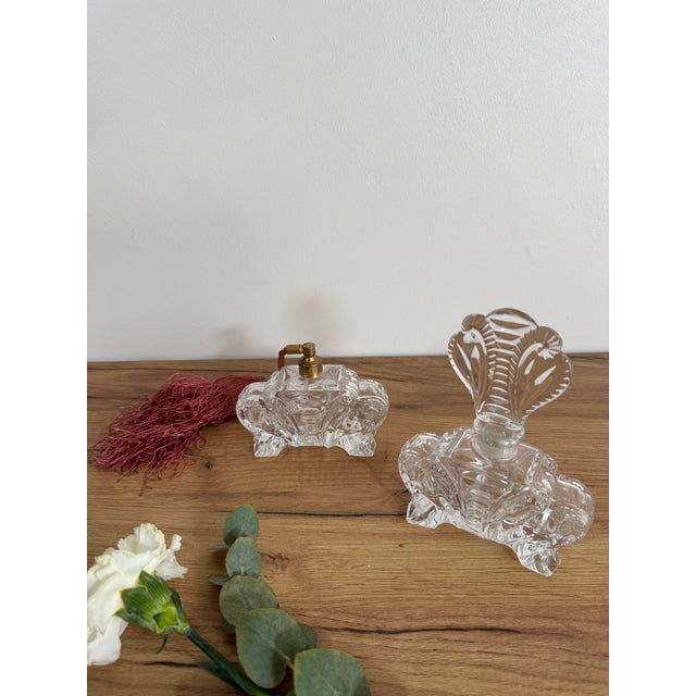 Baroque Antique Baroque Clear Lead Crystal Toiletry Bottles, Set of 2 For Sale - Image 3 of 6