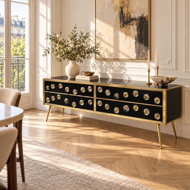 Italian Black Murano Glass Sideboard from Justfurnituress SRL For Sale - Image 6 of 9