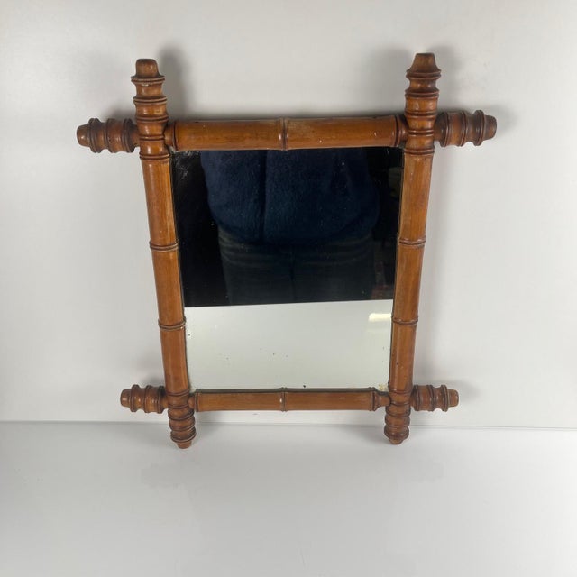 Bamboo-style turned wood mirror, circa 1900-1930 Dimensions: 39 x 44 cm Depth: 5 cm Very good overall condition, antique...