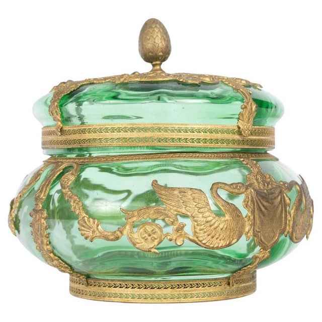 A 19th century napoleon iii period crystal and gilt brass box. H: 14cm, d: 17cm