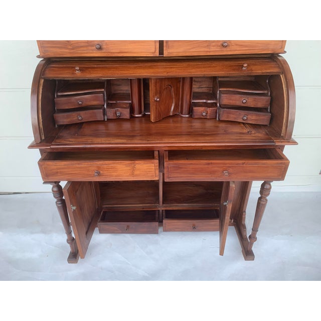 Stylish Colonial Teak Secretaire For Sale - Image 4 of 18