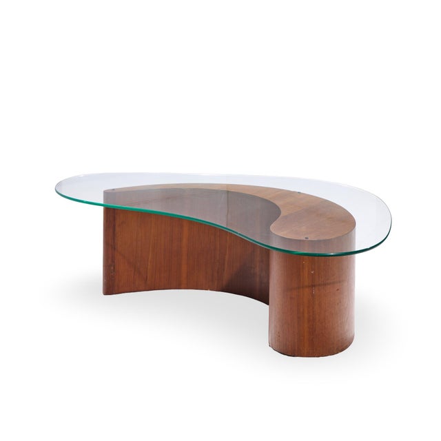 Mid-Century Modern Vladimir Kagan Mid Century Apostrophe Comma Walnut and Glass Coffee Table For Sale - Image 3 of 9