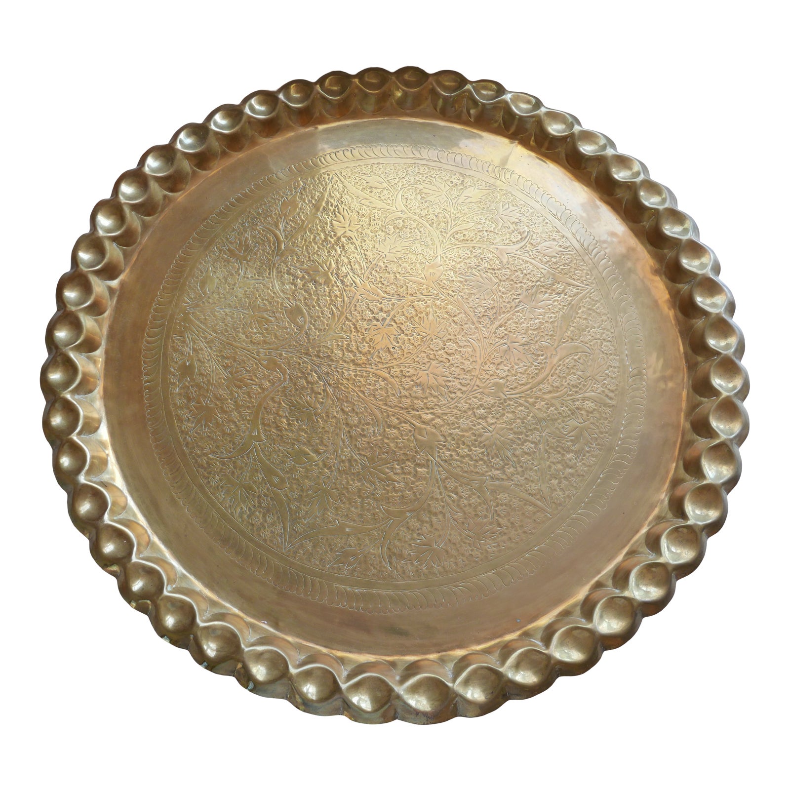 Antique Round Brass Tray Chairish