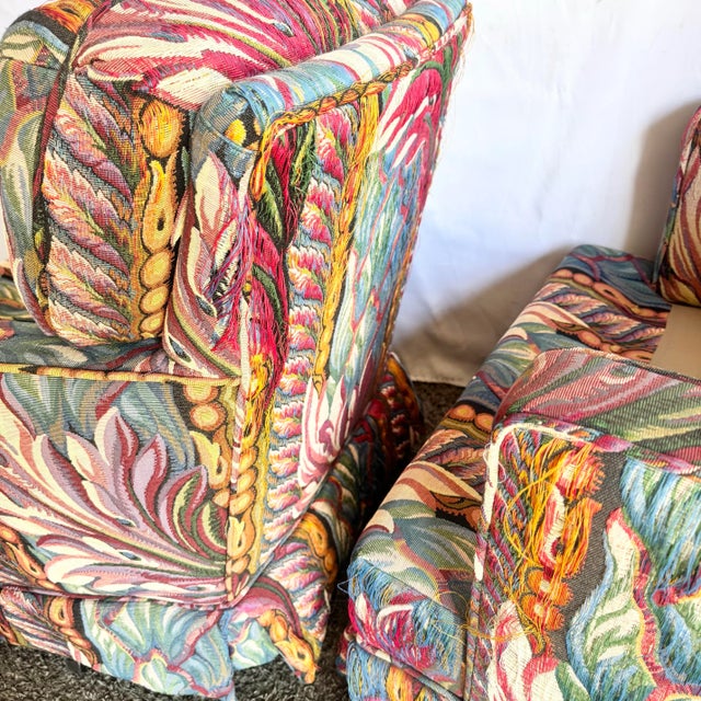 Vintage Needlepoint Swivel Rocking Lounge Chairs - A Pair For Sale - Image 12 of 12