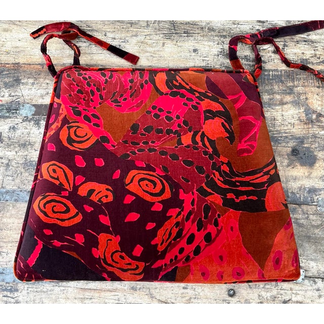 Vintage 80s Yves St Laurent Printed Velvet Tie Cushions - Set of Four For Sale - Image 12 of 12