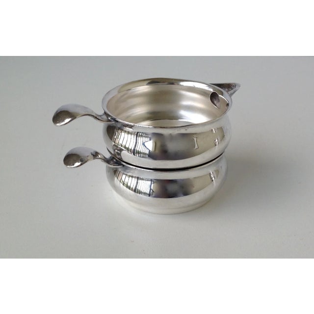 Silverplate Stacked Portable Creamer & Sugar Set For Sale In West Palm - Image 6 of 11