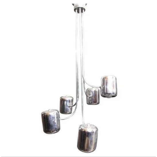 Mid-Century Hanging Chrome Metal Lamp For Sale - Image 9 of 9