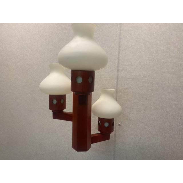 Vintage Danish Vitrika Chandelier in Wood and Glass, 1970s For Sale - Image 13 of 18