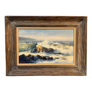 Circa 1963 Earl Davids Sunny Seas Painting, Framed For Sale