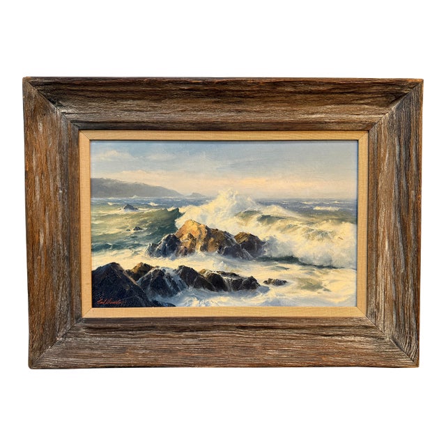 Circa 1963 Earl Davids Sunny Seas Painting, Framed For Sale