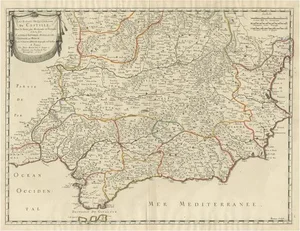 Large Map of Castiles Southern Realms, 1652