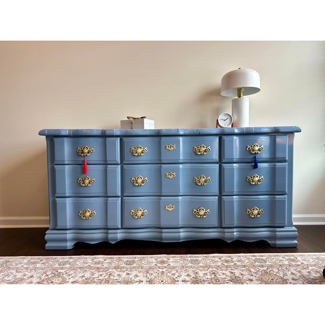 Core Details Type: Long 9-Drawer Dresser Style: Modern / Contemporary / Transitional Color: Blue Gray Finish Material:...