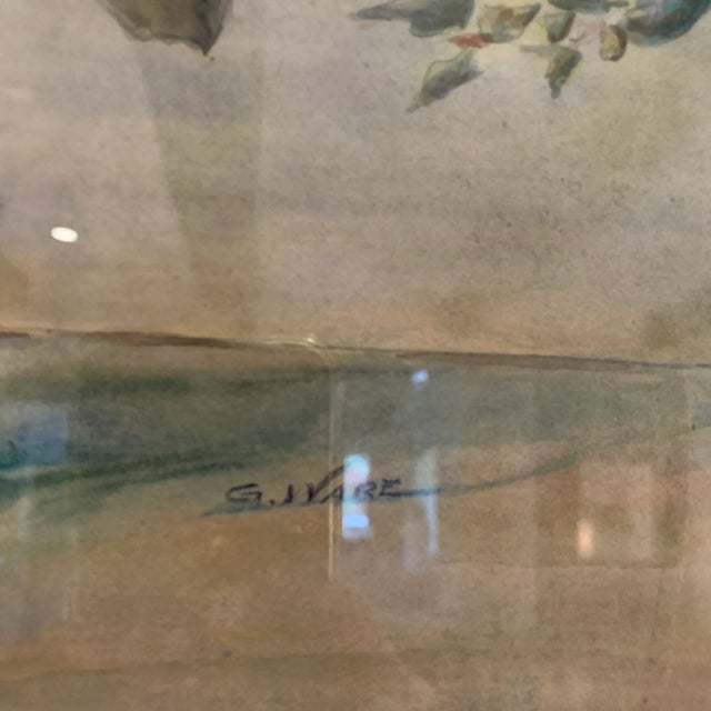 Vintage Framed Floral Arrangement Watercolor in Vase For Sale - Image 4 of 8