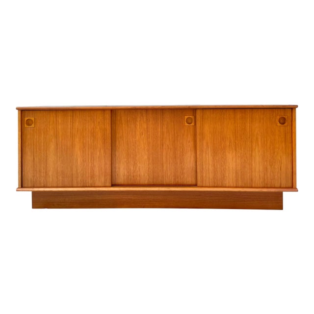 Dyrlund Mid-Century Modern Danish Sliding Door Cabinet Sideboard For Sale