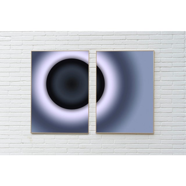 2020s 2023, Abstract Geometric Spacial Landscape in Black and White of Black Eclipse, Diptych, Limited Edition Giclée Print by Cyd Fointaine - Set of 2 For Sale - Image 5 of 9