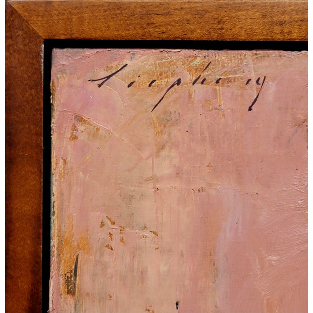 Red Malcolm Liepke -Melancholic Girl Wearing a Red Coat -Oil Painting For Sale - Image 8 of 10