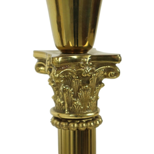 Hollywood Regency Lamps with Brass Pillar Column, 1950s, Set of 2 For Sale - Image 11 of 18