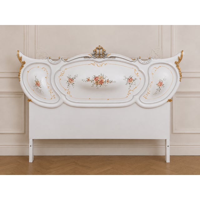 Wood 1950s Italian Venetian White Beech Bedframe - 4 Pc For Sale - Image 7 of 12