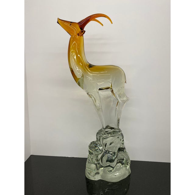 1950s Salviati Murano Hand Formed Italian Glass Red Amber Antelope For Sale - Image 12 of 12