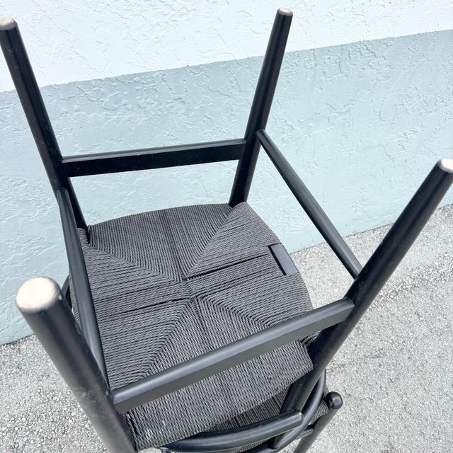 Black Vintage Weave Wishbone Dining Chairs - Set of 6 For Sale - Image 8 of 11
