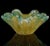 Mid-Century Modern Vintage Murano Barovier Toso Aqua Green Rim Gold Flecks Ribbed Surface Italian Art Glass Decorative Bowl For Sale - Image 3 of 9