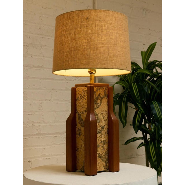 Chestnut Vintage Walnut & Cork Architectural Table Lamp - Pair For Sale - Image 8 of 8