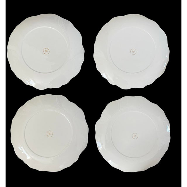 1950s 7 VTG Dorothy C. Thorpe MCM Embossed Magnolia Dot5 White Dinner Plates For Sale - Image 5 of 7