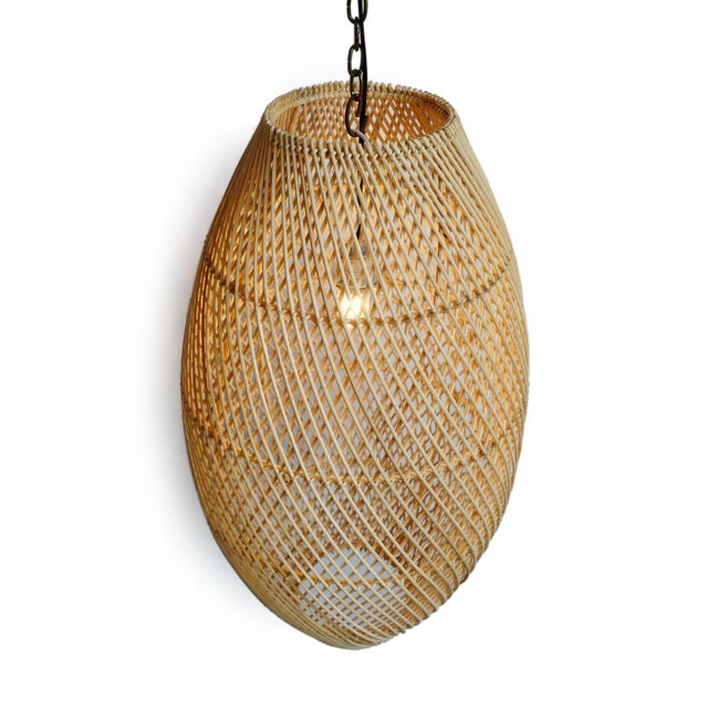 Contemporary Modern Rattan Bead Pendant Light Large For Sale - Image 3 of 8