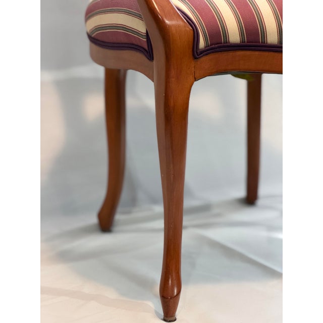 Late 20th Century Louis XVI Style Oval Back Striped Upholstered Armchair For Sale - Image 10 of 10