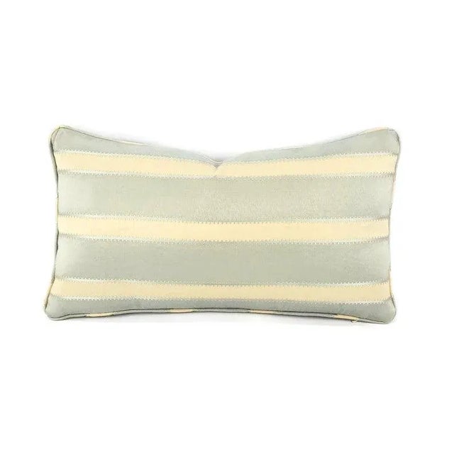 Not Yet Made - Made To Order Kravet Couture Dotted Stripe in Spa With Self-Welt Lumbar Pillow Cover For Sale - Image 5 of 5