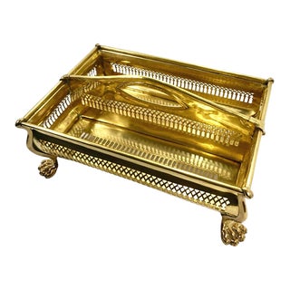 Mottahedeh Brass Paw Foot Regency-Style Utensil Tray For Sale