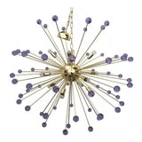 Image of Murano Glass Sputnik Metal Frame Gold Chandelier For Sale