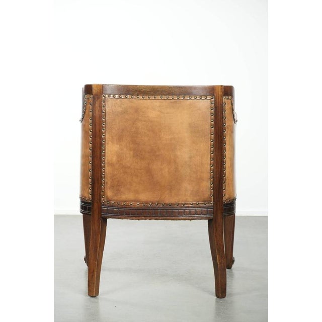Antique Armchair in Sheepskin and Wood For Sale - Image 4 of 13