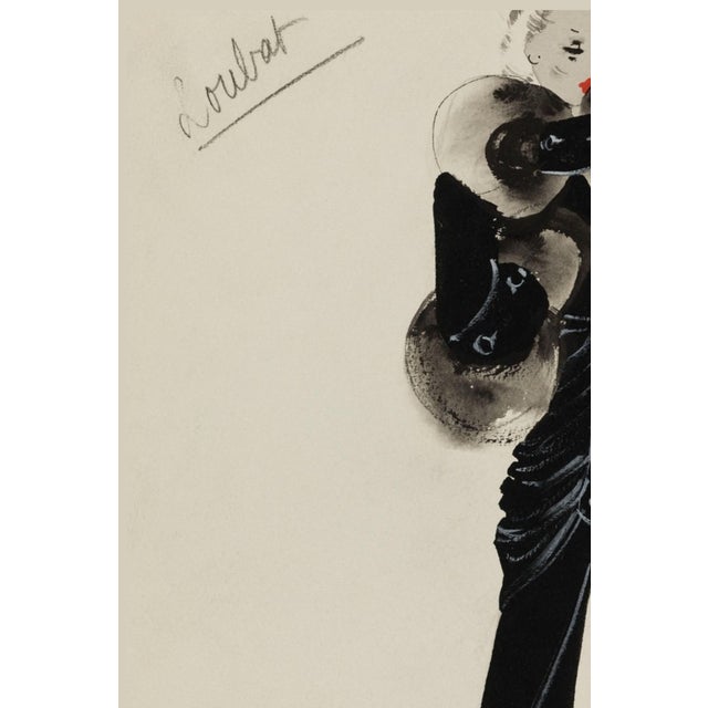 Not Yet Made - Made To Order Vintage French Fashion Art Print – Black Coat With Statement Fur Trim, 18" X 24" For Sale - Image 5 of 9