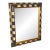 Vintage Checkered Wooden Frame Beveled Glass Mirror For Sale